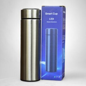 Steel water bottle with temperature display